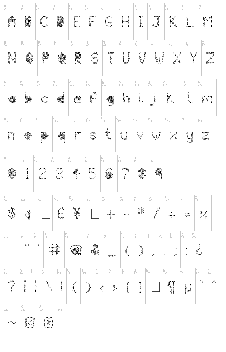 Mesh Stitch font map